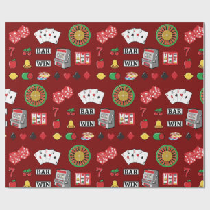 Casino Night Slot Machine Poker Lucky 7s Wrapping Paper