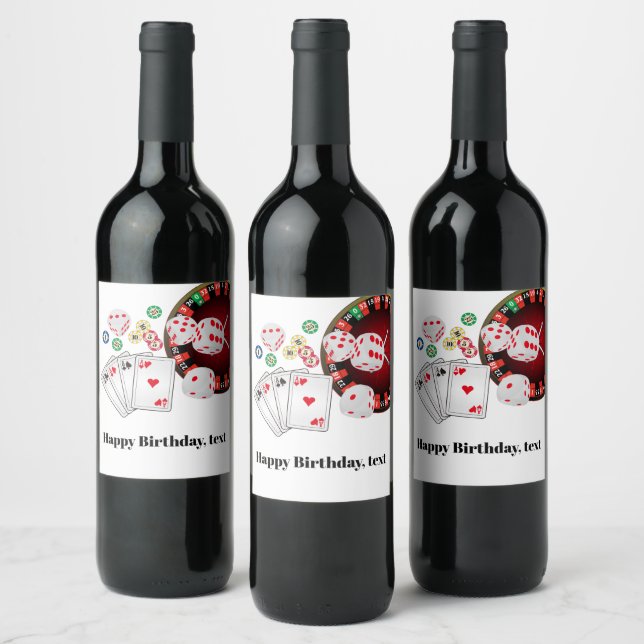 casino party invite, wine label (Bottles)