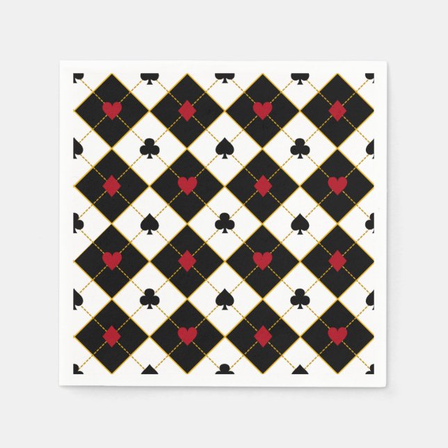 Casino Party Paper Napkins, Poker Playing Cards Napkin (Front)
