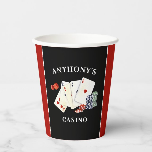 Casino Party Personalised Paper Cups (Front)