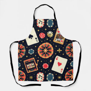 Casino pattern theme on black apron
