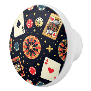 Casino pattern theme on black ceramic knob