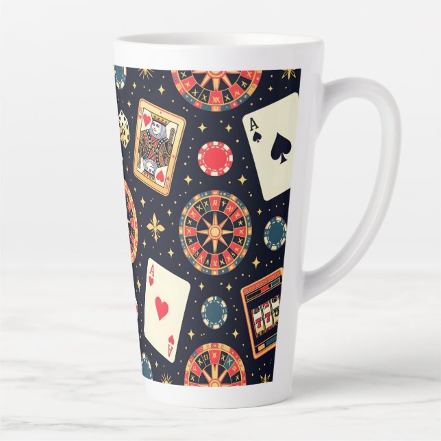 Casino pattern theme on black latte mug (Right)