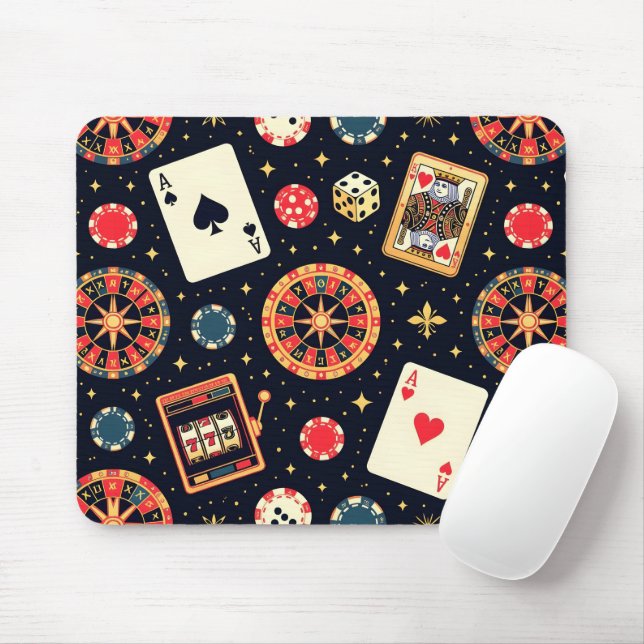 Casino pattern theme on black mouse pad (With Mouse)