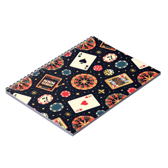 Casino pattern theme on black notebook (Left Side)