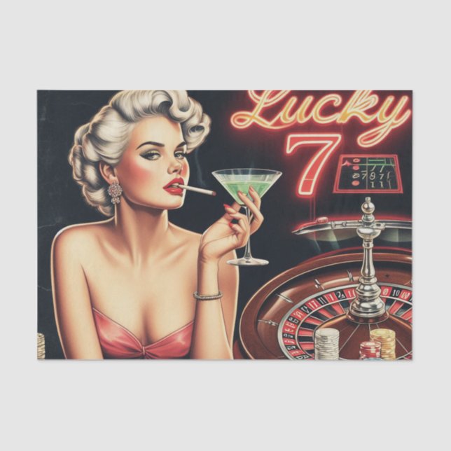 Casino Pin Up Illustration Tissue Paper (Front)