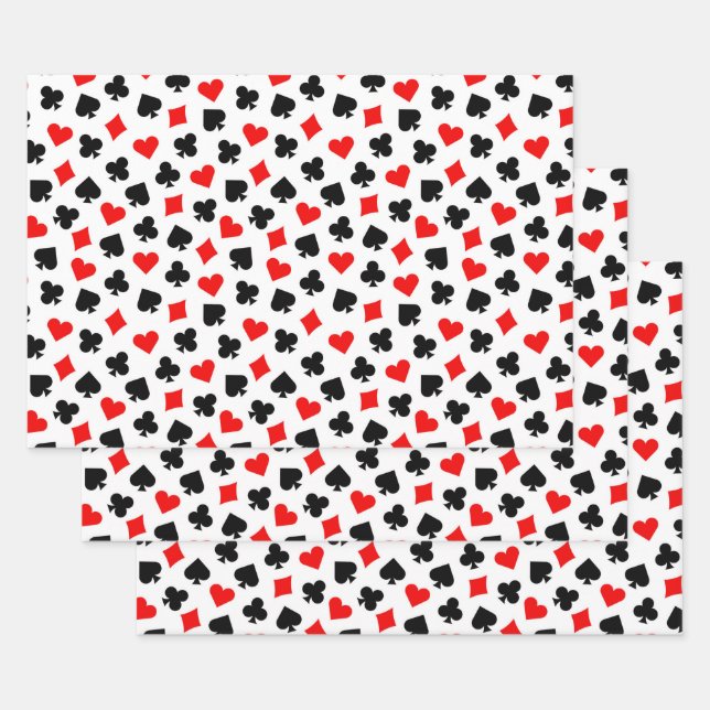 Casino Playing Card Suit Pattern Wrapping Paper Sheet (Set)
