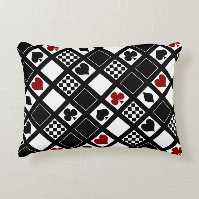 Casino playing cards suits hearts crosses clubs sp decorative cushion (Front)