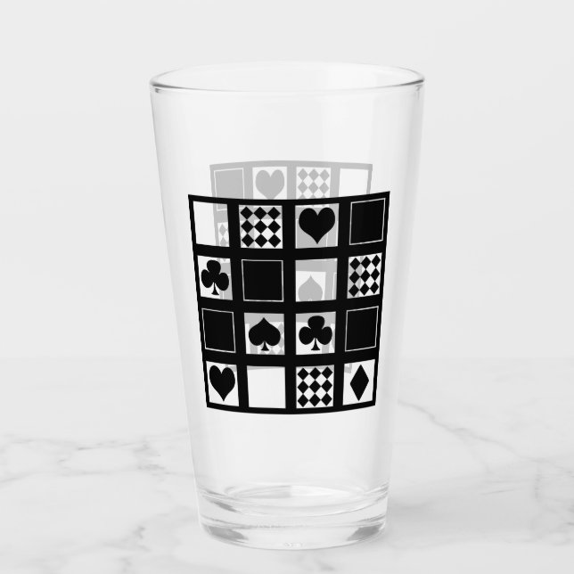 Casino playing cards suits hearts crosses clubs sp glass (Front)