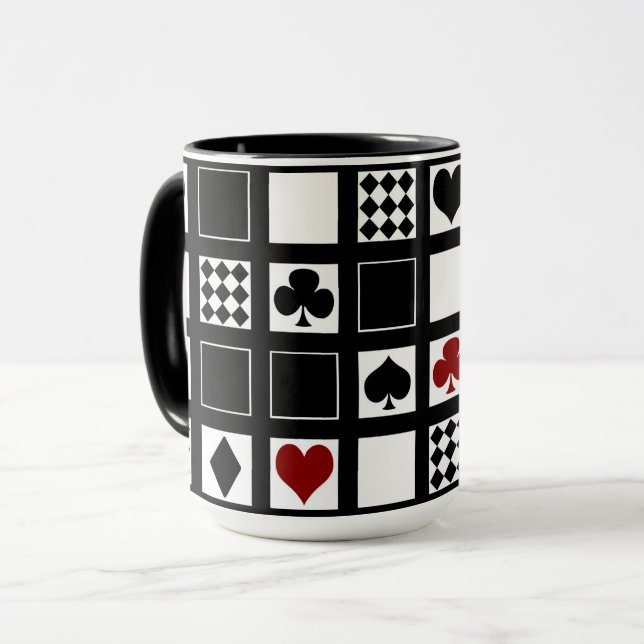 Casino playing cards suits hearts crosses clubs sp mug (Front Left)