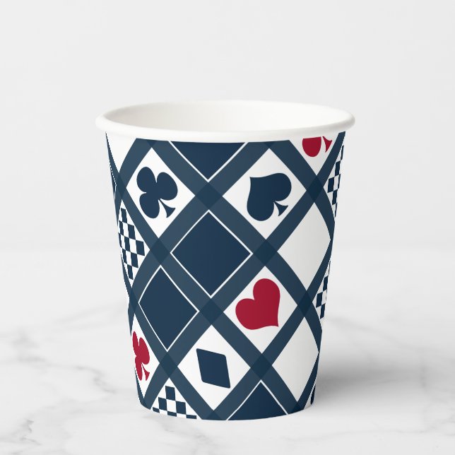 Casino playing cards suits hearts crosses clubs sp paper cups (Front)