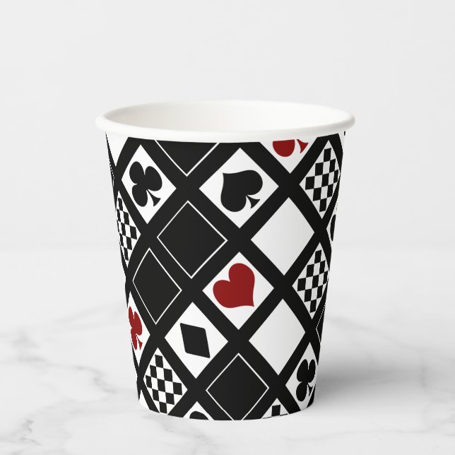 Casino playing cards suits hearts crosses clubs sp paper cups (Front)