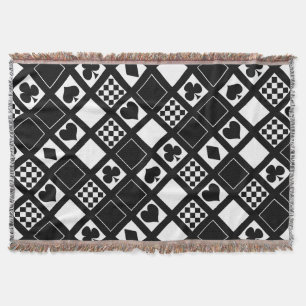 Casino playing cards suits hearts crosses clubs sp throw blanket