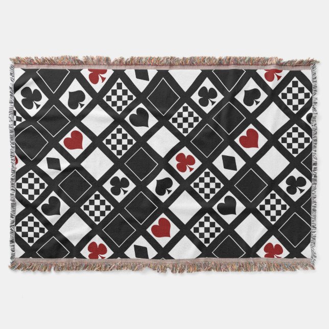 Casino playing cards suits hearts crosses clubs sp throw blanket (Front)