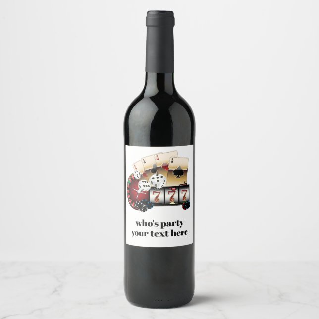 casino, poker, adult, wine,  wine label, sticker (Front)