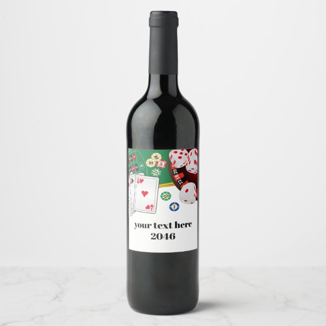 casino, poker, adult, wine,  wine label, sticker (Front)