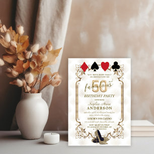 Casino Poker Art Deco 50 and Fabulous Birthday  Invitation