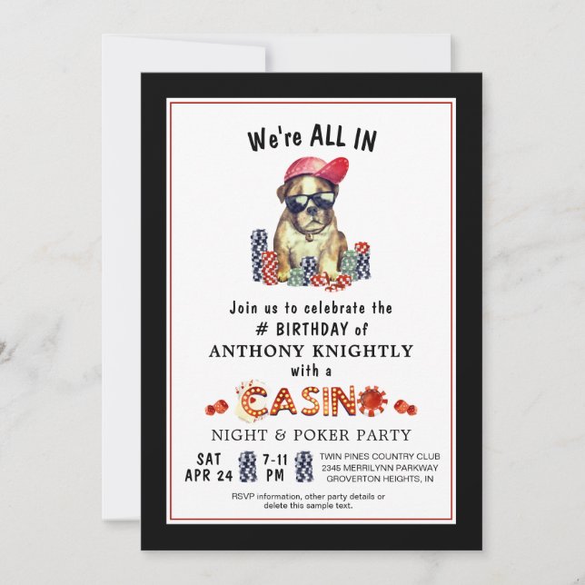 Casino Poker Birthday Party  Invitation (Front)