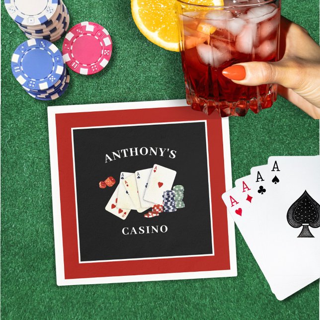 Casino Poker Card Party Personalised Napkin (Creator Uploaded)