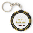 Casino Poker Chip Gold Black White Wedding Favor