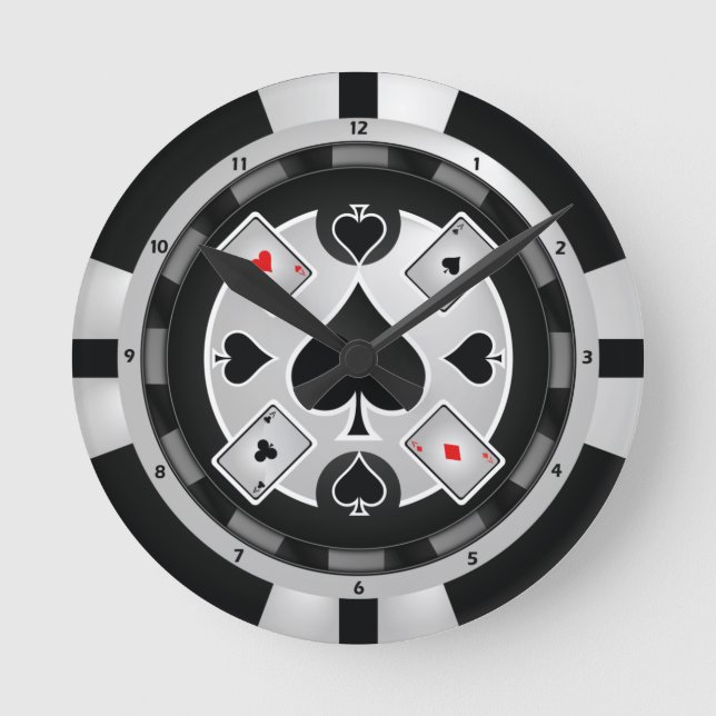Casino Poker Chip Wall Clock (Front)
