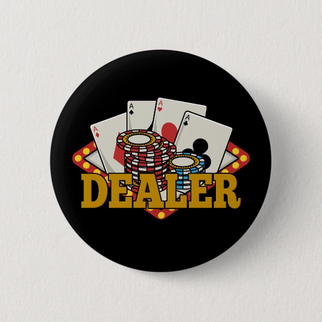 Casino Poker Dealer 6 Cm Round Badge (Front)