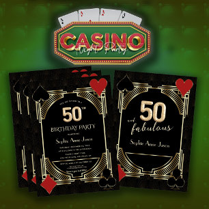 Casino Poker Fifty And Fabulous 50th Birthday  Invitation