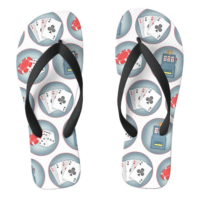 Casino Poker Gambling Playing Cards Slot Machine Thongs (Footbed)
