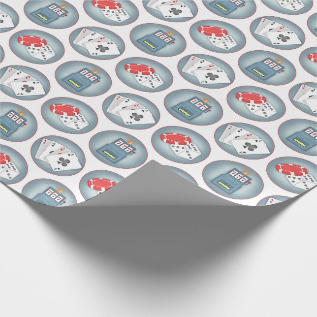 Casino Poker Gambling Playing Cards Slot Machine Wrapping Paper (Corner)