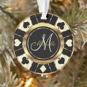 Casino Poker Monogram Chip - Ivory Ornament