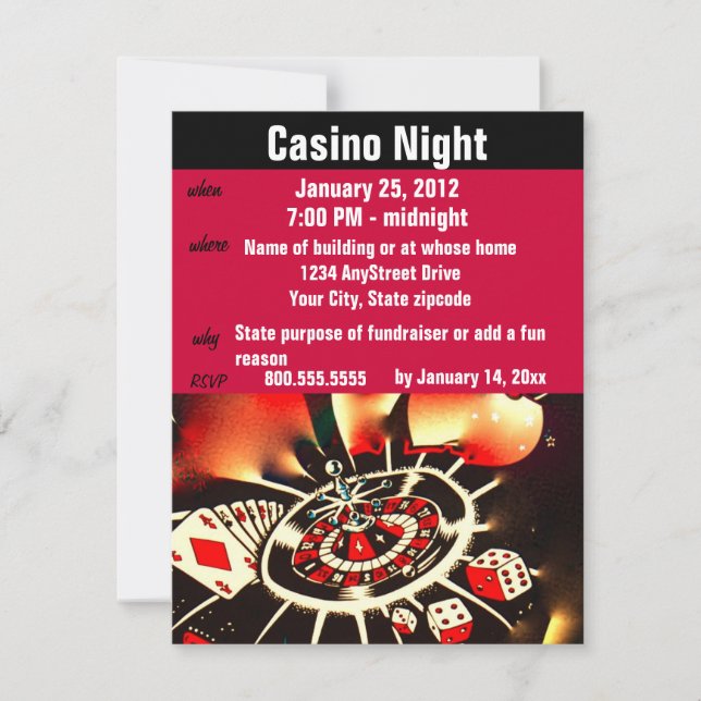 Casino Poker Night  Party Invitation (Front)