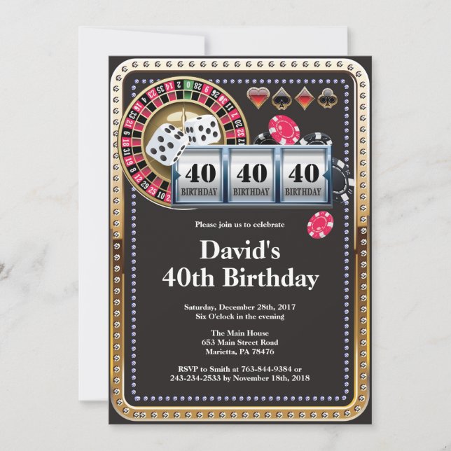 Casino Poker Playing Card Birthday Invitation (Front)