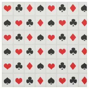 Casino Poker Playing Card Symbols Pattern Fabric