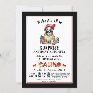 Casino Poker Surprise Birthday Party Invitation