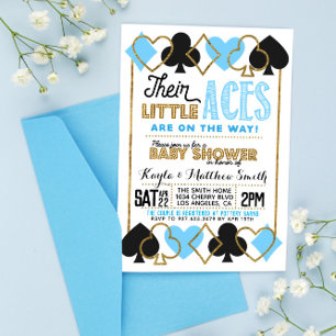 Casino Poker Twin Boy Baby Shower Invitation
