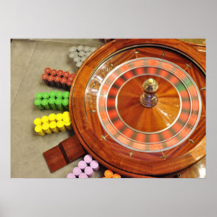 casino roulette wheel spinning rotate gambling poster