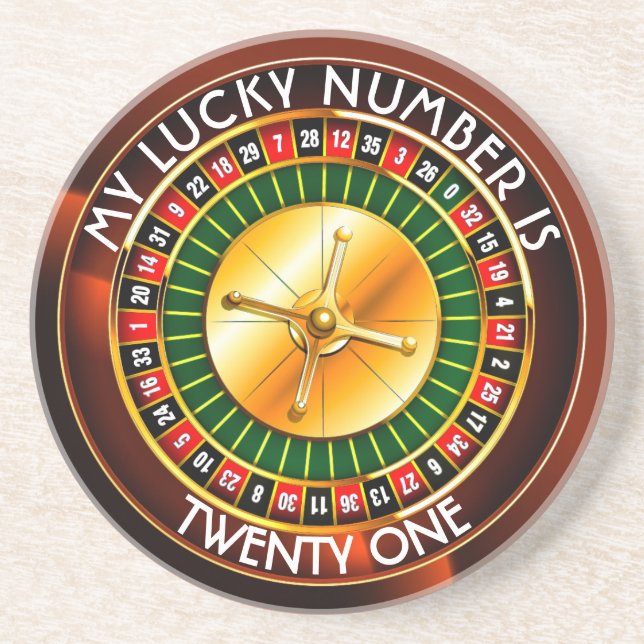 Casino Roulette Wheel With Your Lucky Number Coaster (Front)