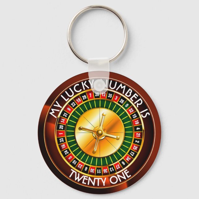 Casino Roulette Wheel With Your Lucky Number Key Ring (Front)