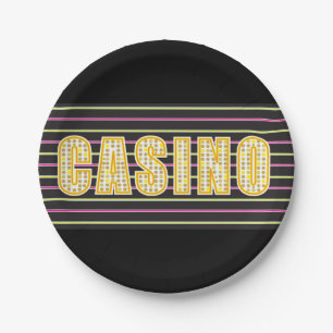 Casino Sign Paper Plate
