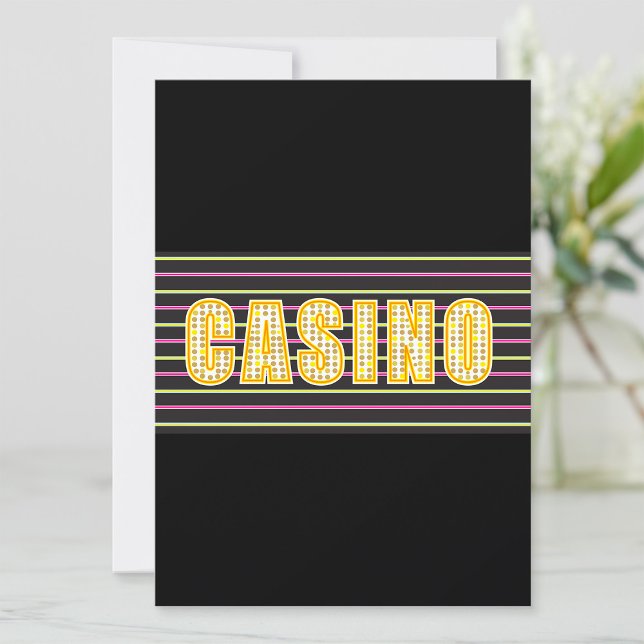 Casino Sign with Neon Polka Dot Letters Invitation (Creator Uploaded)