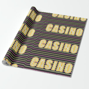 Casino Sign with Neon Polka Dot Letters Wrapping Paper