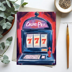 Casino Slot Machine Painting Postcard