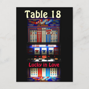 Casino Slot Machine Table Number -  Lucky in Love Postcard