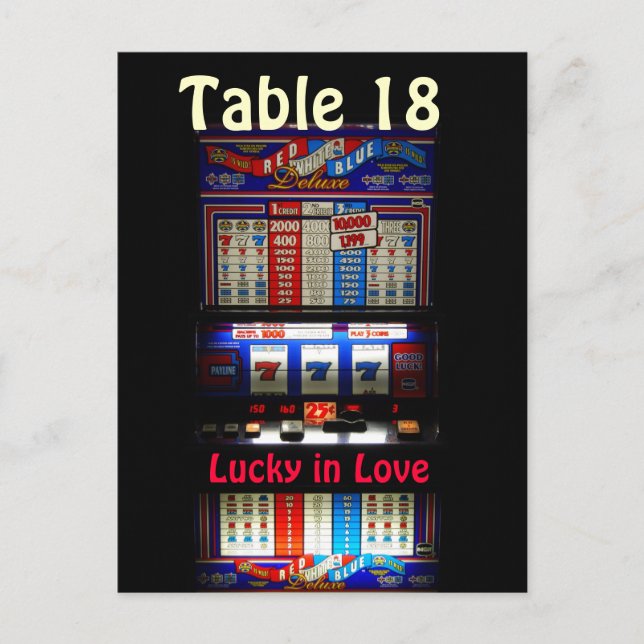 Casino Slot Machine Table Number -  Lucky in Love Postcard (Front)