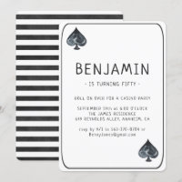 Casino Spades Playing Card Birthday Invitation