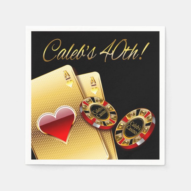 Casino Style 40th Party ASK FOR NAMES IN CHIPS Napkin (Front)