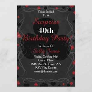 Casino style surprise birthday invitation