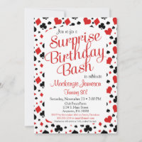 Casino Surprise Party Invitation Poker Vegas Game