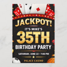 Casino Theme Birthday Invitation Card