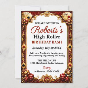 Casino Theme Birthday Party Invitation Vegas Night